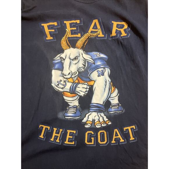 Fear The Goat Navy Graphic Blue Long Sleeve Tee, Size Large Gildan, Crew Neck - Picture 2 of 14